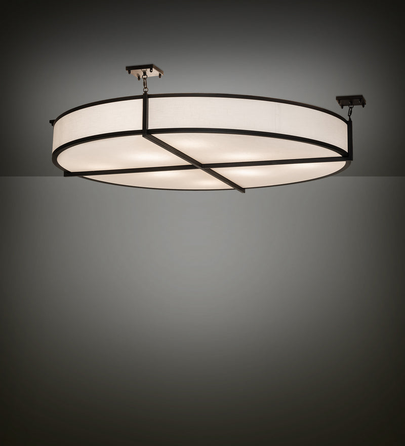 Meyda Tiffany 244734 Eight Light Semi-Flushmount, Black Satin Wrought Iron