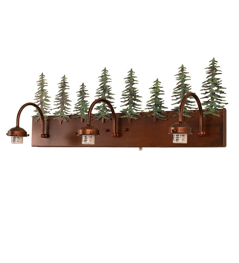 Meyda Tiffany 247392 Three Light Vanity, Vintage Copper/Green Trees