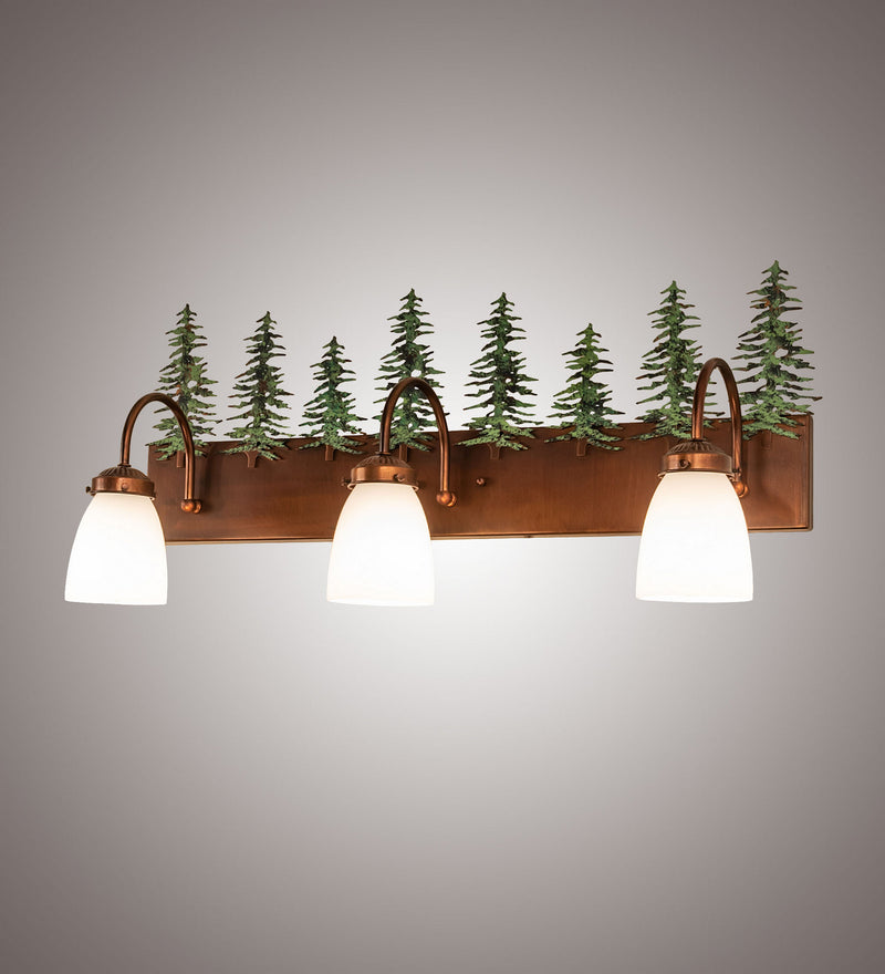 Meyda Tiffany 247392 Three Light Vanity, Vintage Copper/Green Trees