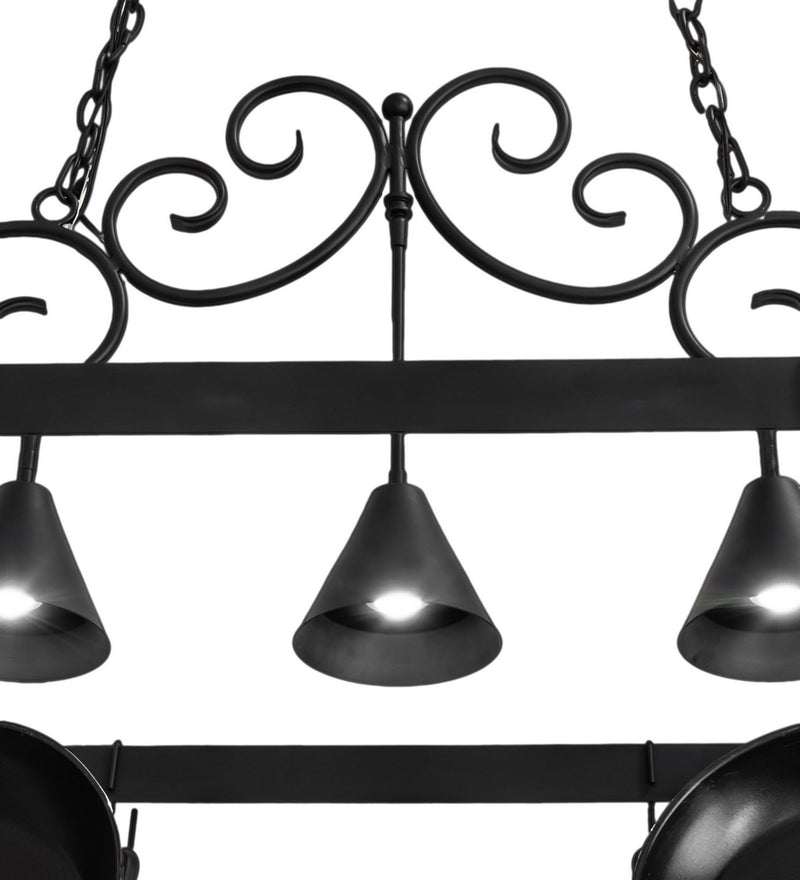 Meyda Tiffany 247727 Three Light Pot Rack, Blackwash