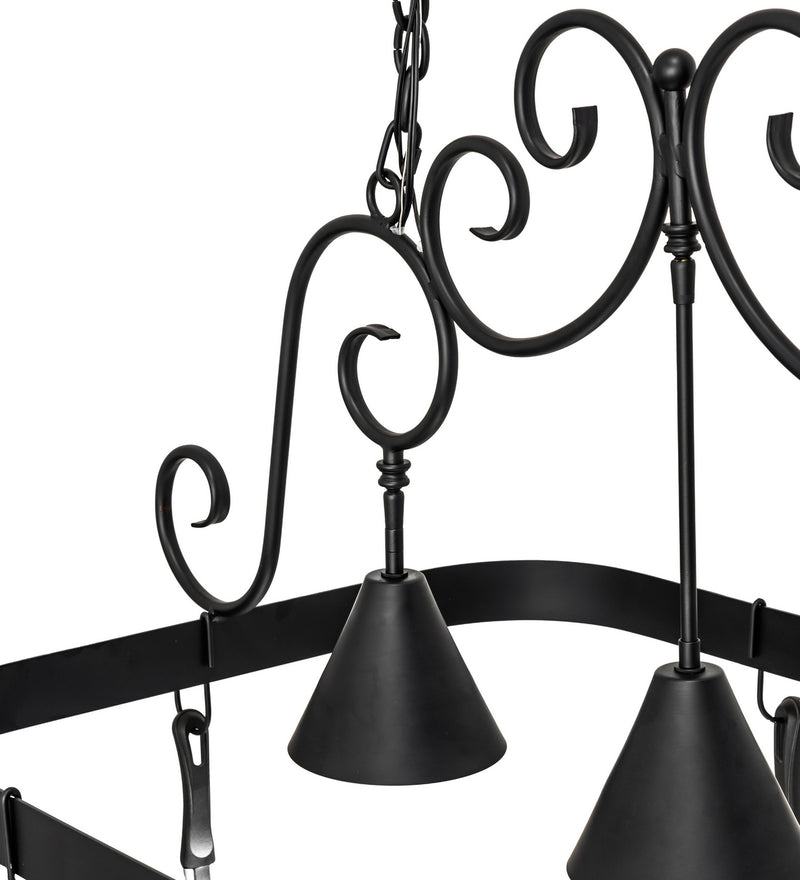 Meyda Tiffany 247727 Three Light Pot Rack, Blackwash
