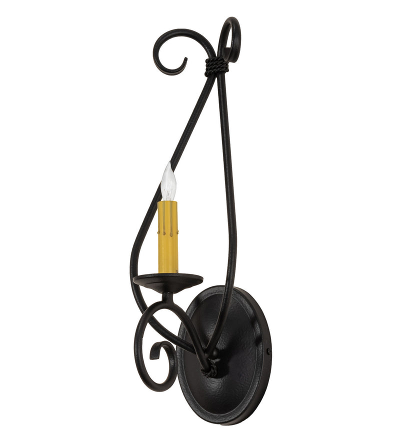 Meyda Tiffany 247883 One Light Wall Sconce, Black Satin Wrought Iron