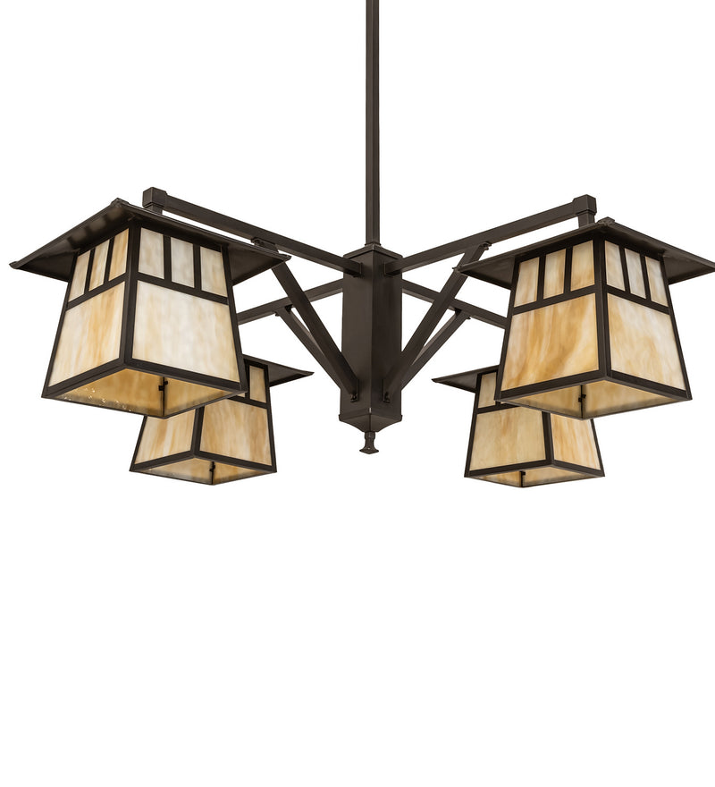 Meyda Tiffany 250681 Four Light Chandelier, Craftsman Brown