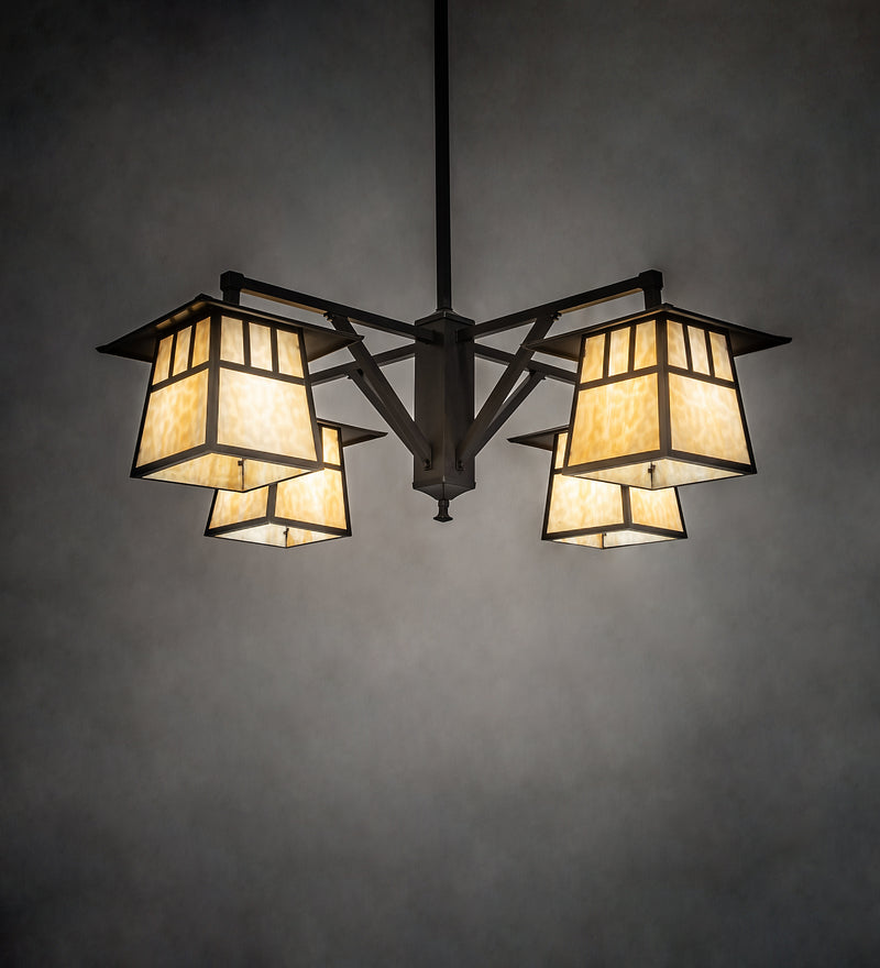 Meyda Tiffany 250681 Four Light Chandelier, Craftsman Brown