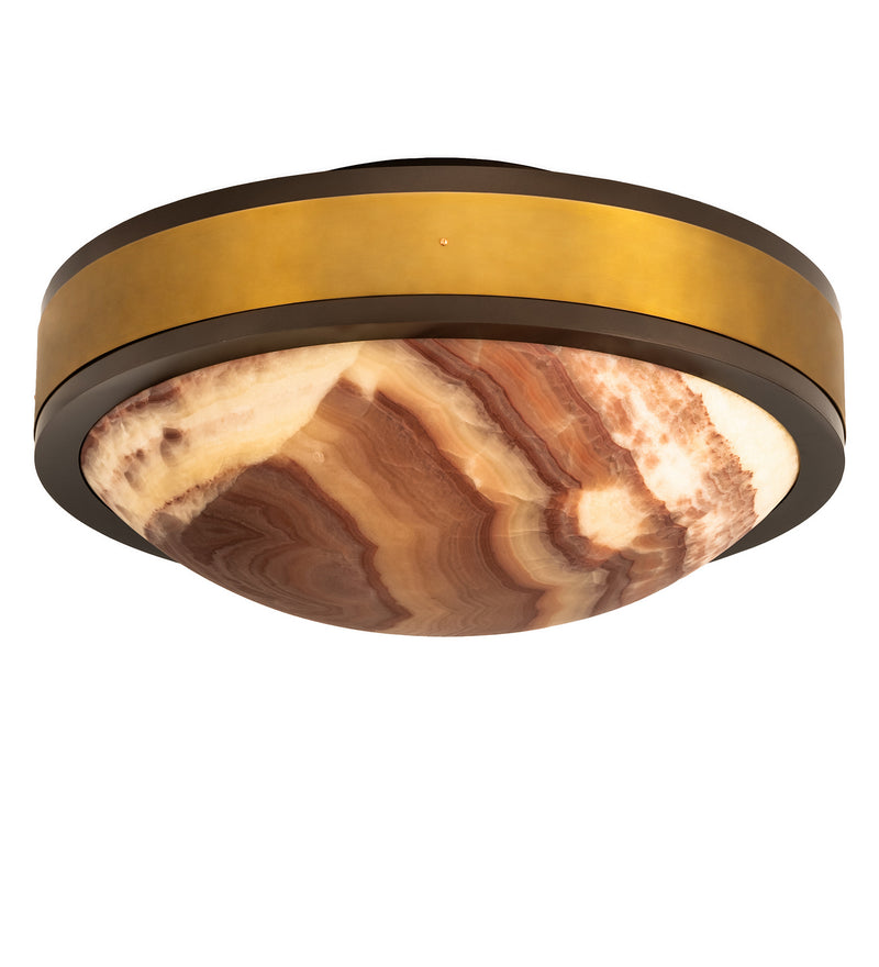 Meyda Tiffany 251445 Six Light Flushmount, Brown Bronze/Gold Matte/Matte White