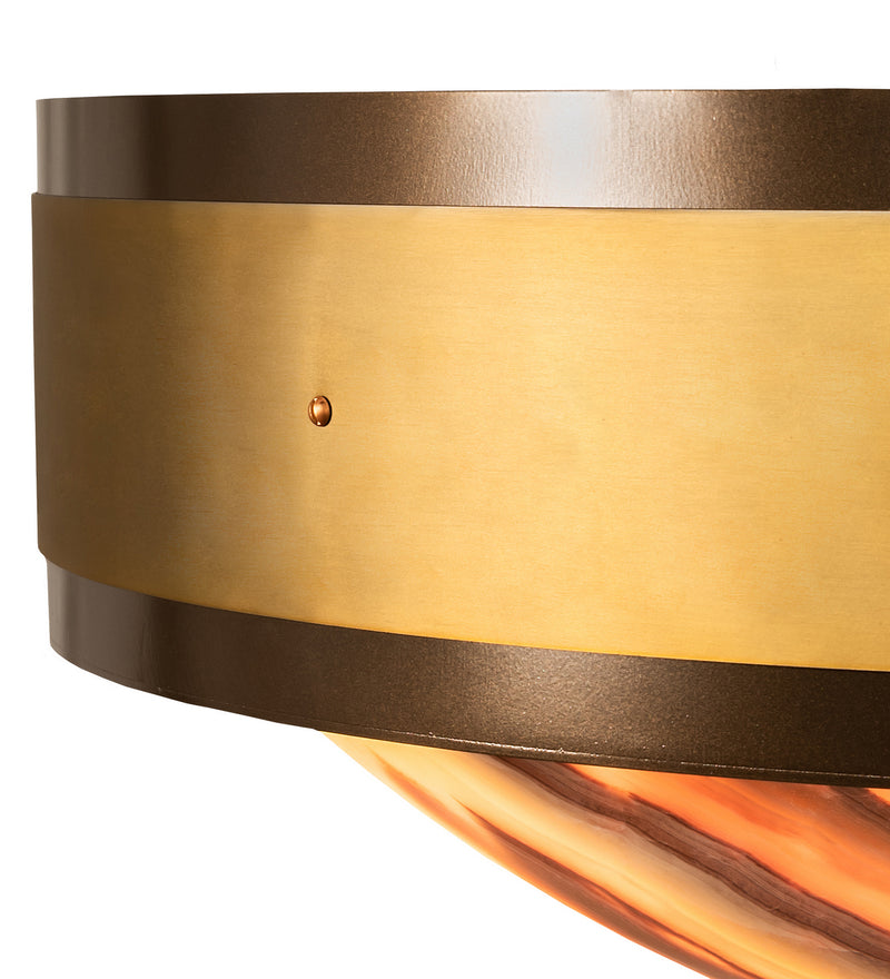 Meyda Tiffany 251445 Six Light Flushmount, Brown Bronze/Gold Matte/Matte White