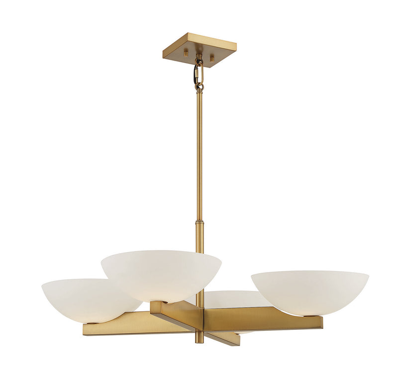 Savoy House 1-1613-4-322 Four Light Chandelier, Warm Brass