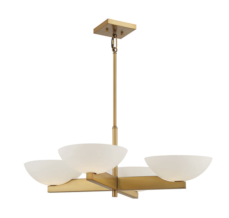 Savoy House 1-1613-4-322 Four Light Chandelier, Warm Brass
