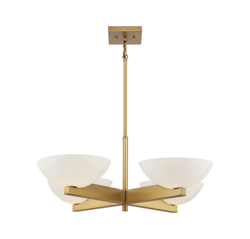 Savoy House 1-1613-4-322 Four Light Chandelier, Warm Brass