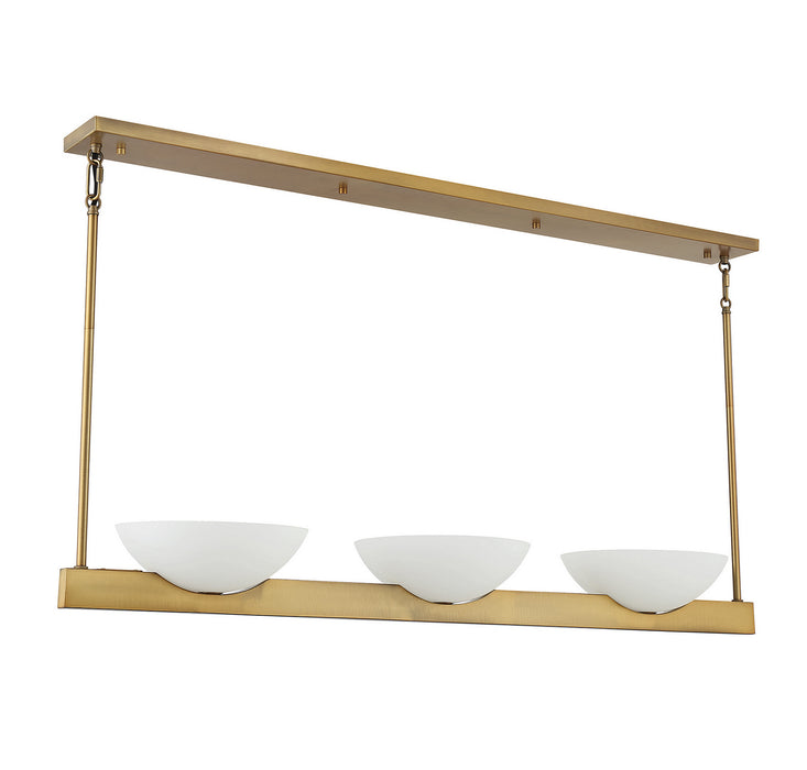 Savoy House 1-1614-3-322 Three Light Linear Chandelier, Warm Brass