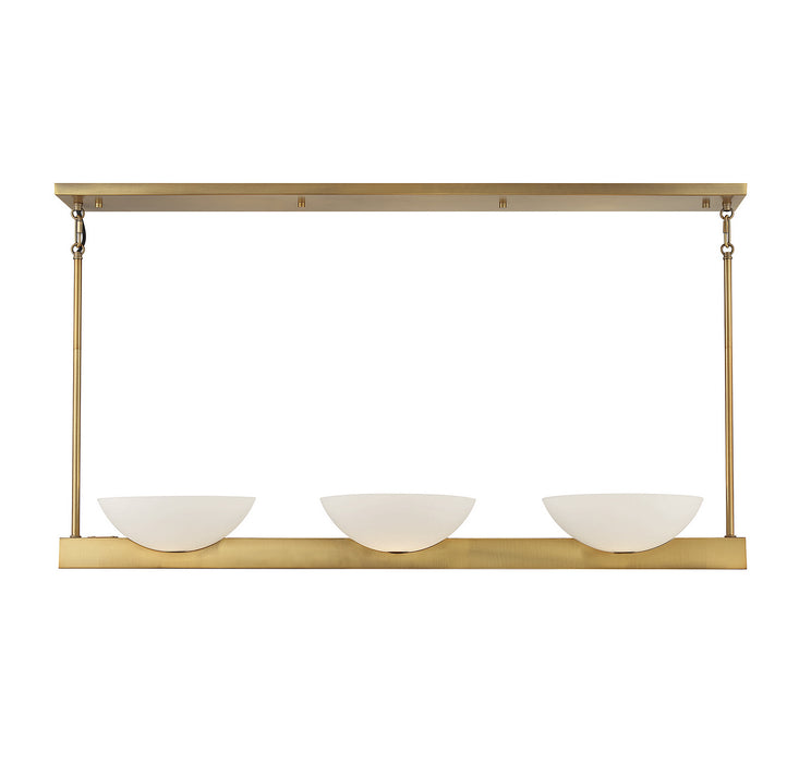 Savoy House 1-1614-3-322 Three Light Linear Chandelier, Warm Brass