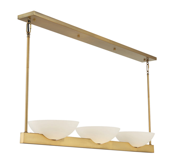 Savoy House 1-1614-3-322 Three Light Linear Chandelier, Warm Brass