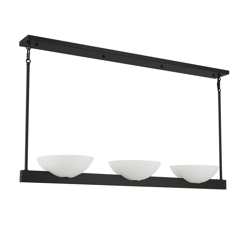 Savoy House 1-1614-3-89 Three Light Linear Chandelier, Matte Black
