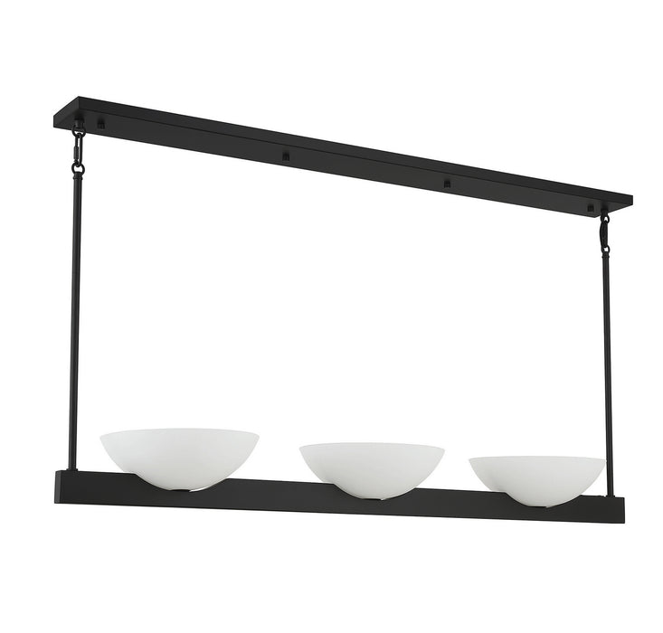 Savoy House 1-1614-3-89 Three Light Linear Chandelier, Matte Black