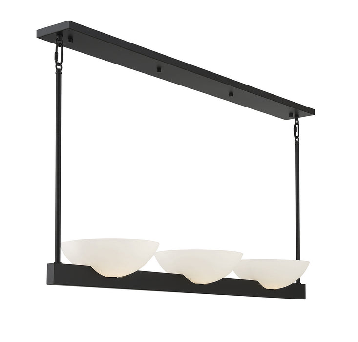 Savoy House 1-1614-3-89 Three Light Linear Chandelier, Matte Black