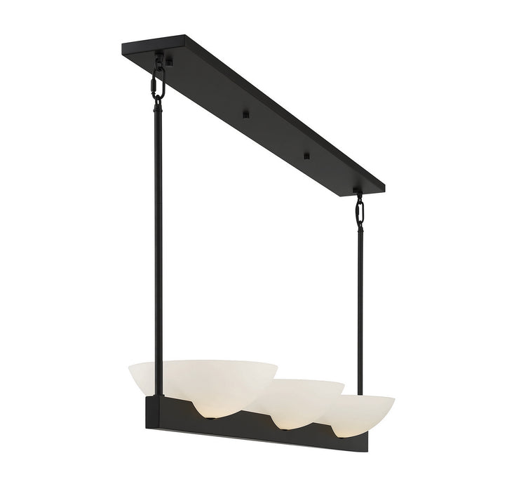 Savoy House 1-1614-3-89 Three Light Linear Chandelier, Matte Black