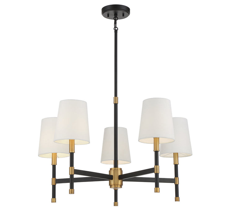 Savoy House 1-1630-5-143 Five Light Chandelier, Matte Black with Warm Brass