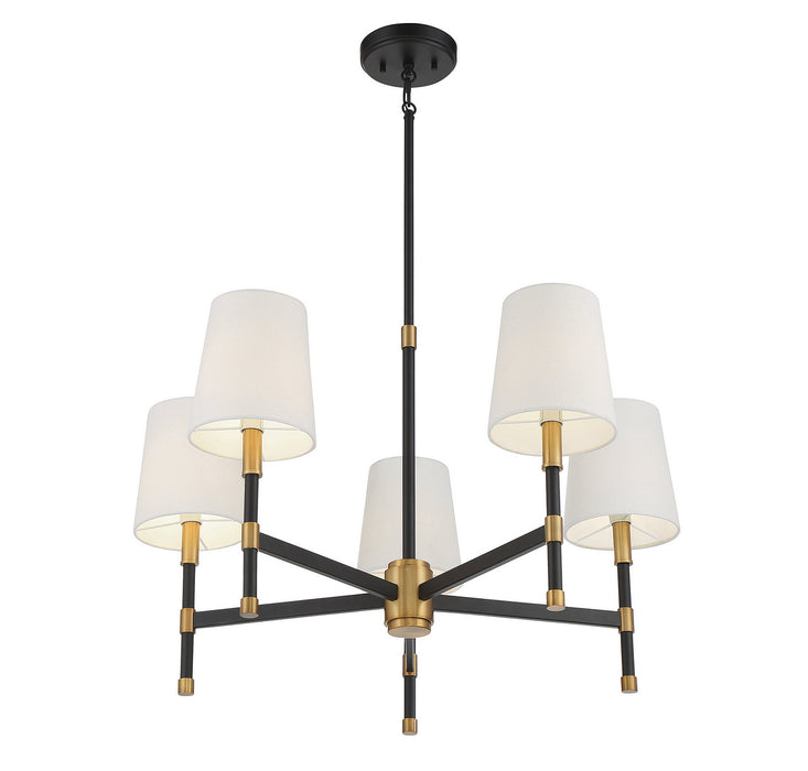 Savoy House 1-1630-5-143 Five Light Chandelier, Matte Black with Warm Brass