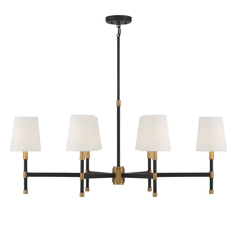 Savoy House 1-1631-6-143 Six Light Linear Chandelier, Matte Black with Warm Brass