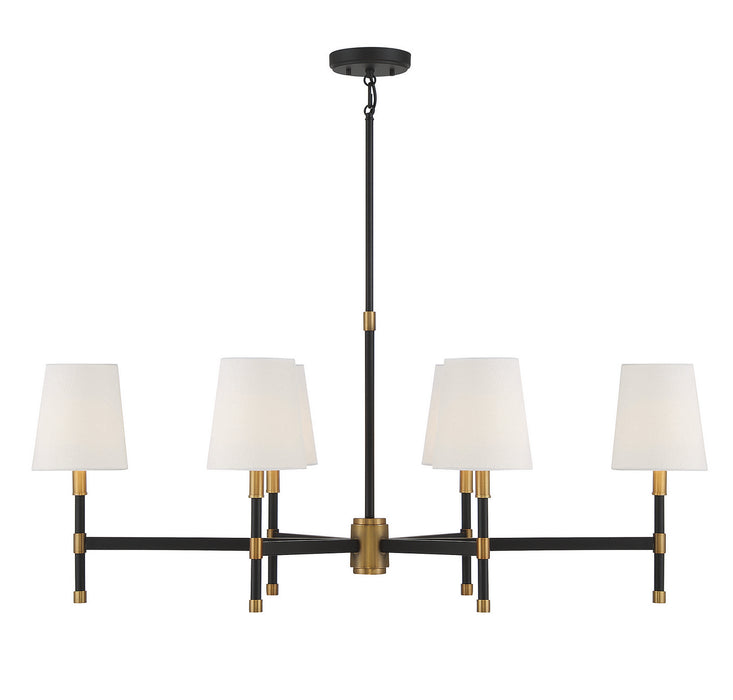 Savoy House 1-1631-6-143 Six Light Linear Chandelier, Matte Black with Warm Brass