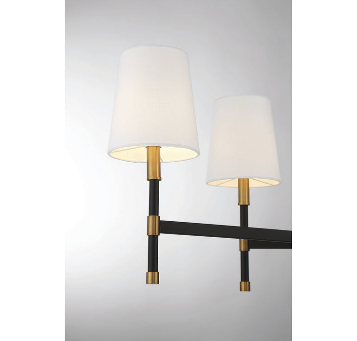 Savoy House 1-1631-6-143 Six Light Linear Chandelier, Matte Black with Warm Brass