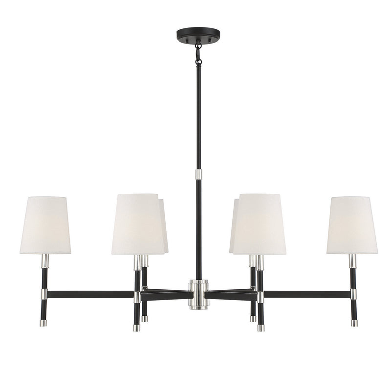 Savoy House 1-1631-6-173 Six Light Linear Chandelier, Matte Black with Polished Nickel