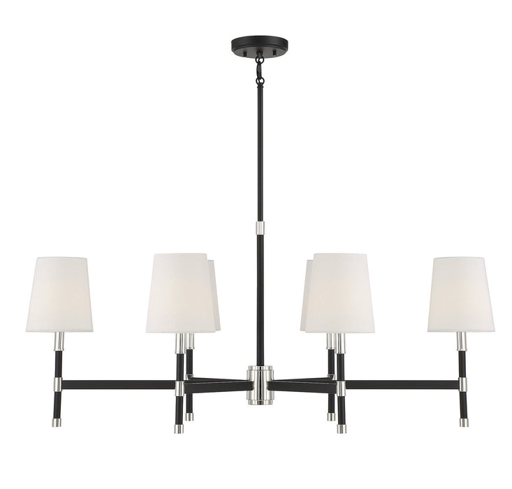 Savoy House 1-1631-6-173 Six Light Linear Chandelier, Matte Black with Polished Nickel