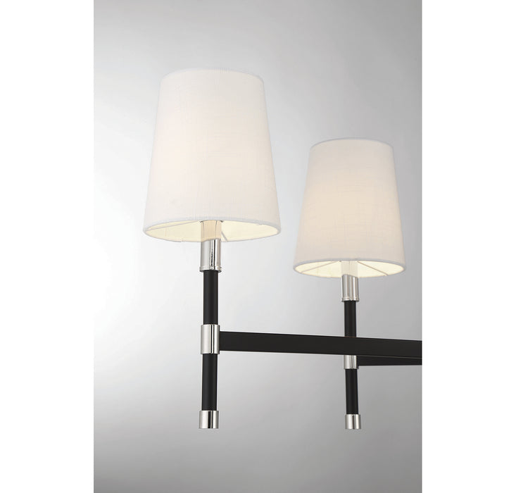 Savoy House 1-1631-6-173 Six Light Linear Chandelier, Matte Black with Polished Nickel