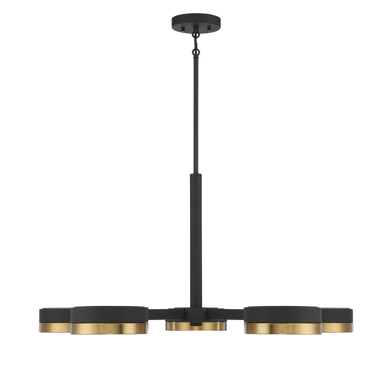 Savoy House 1-1635-5-143 LED Chandelier, Matte Black with Warm Brass