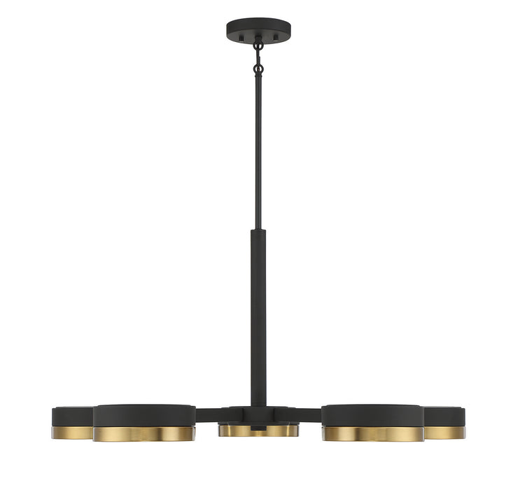 Savoy House 1-1635-5-143 LED Chandelier, Matte Black with Warm Brass