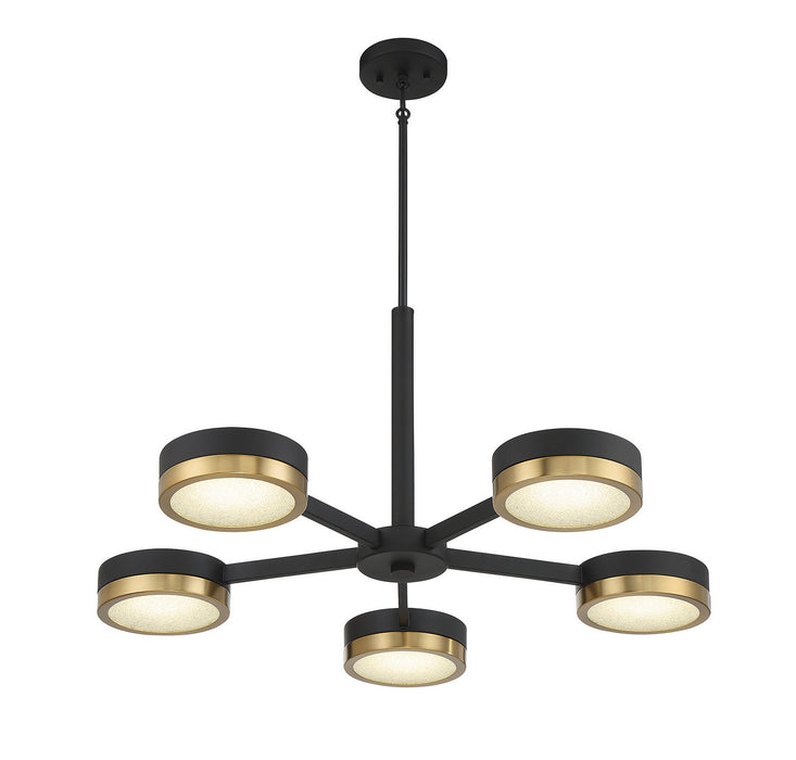 Savoy House 1-1635-5-143 LED Chandelier, Matte Black with Warm Brass