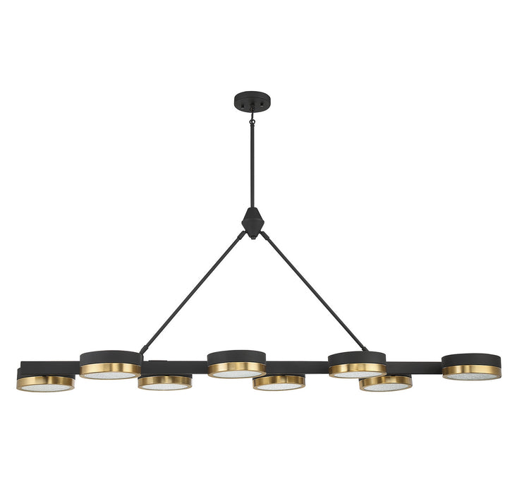Savoy House 1-1636-8-143 LED Linear Chandelier, Matte Black with Warm Brass