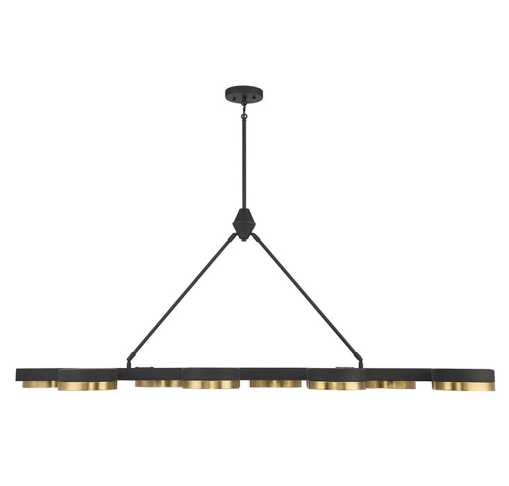 Savoy House 1-1636-8-143 LED Linear Chandelier, Matte Black with Warm Brass