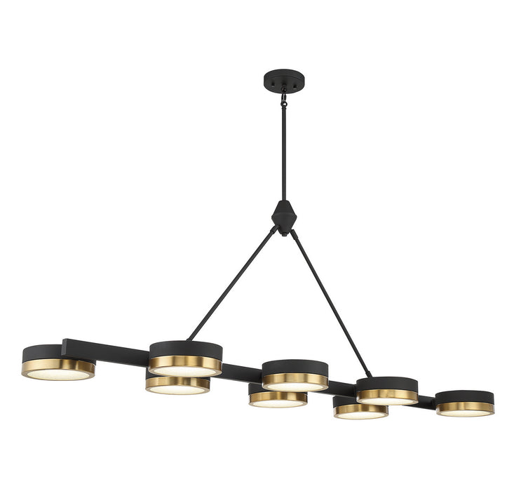 Savoy House 1-1636-8-143 LED Linear Chandelier, Matte Black with Warm Brass