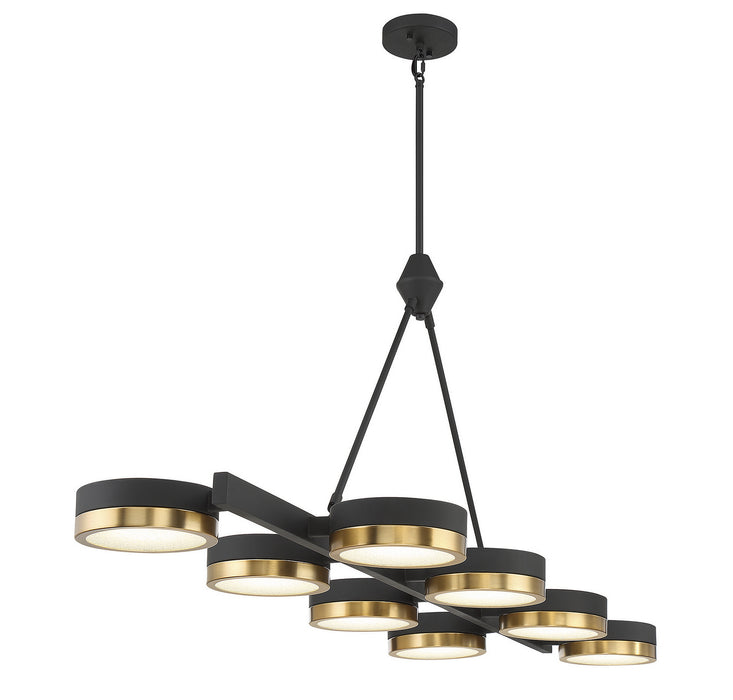 Savoy House 1-1636-8-143 LED Linear Chandelier, Matte Black with Warm Brass