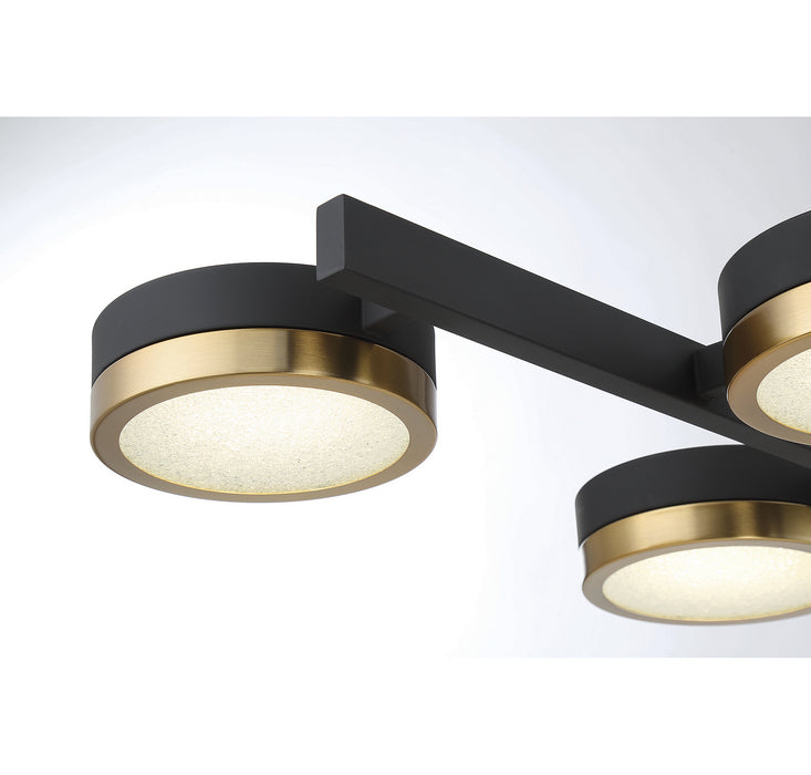 Savoy House 1-1636-8-143 LED Linear Chandelier, Matte Black with Warm Brass