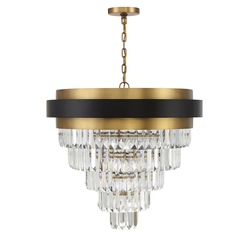Savoy House 1-1668-9-143 Nine Light Chandelier, Matte Black with Warm Brass