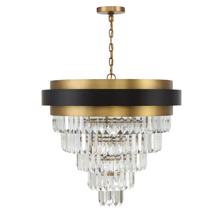 Savoy House 1-1668-9-143 Nine Light Chandelier, Matte Black with Warm Brass
