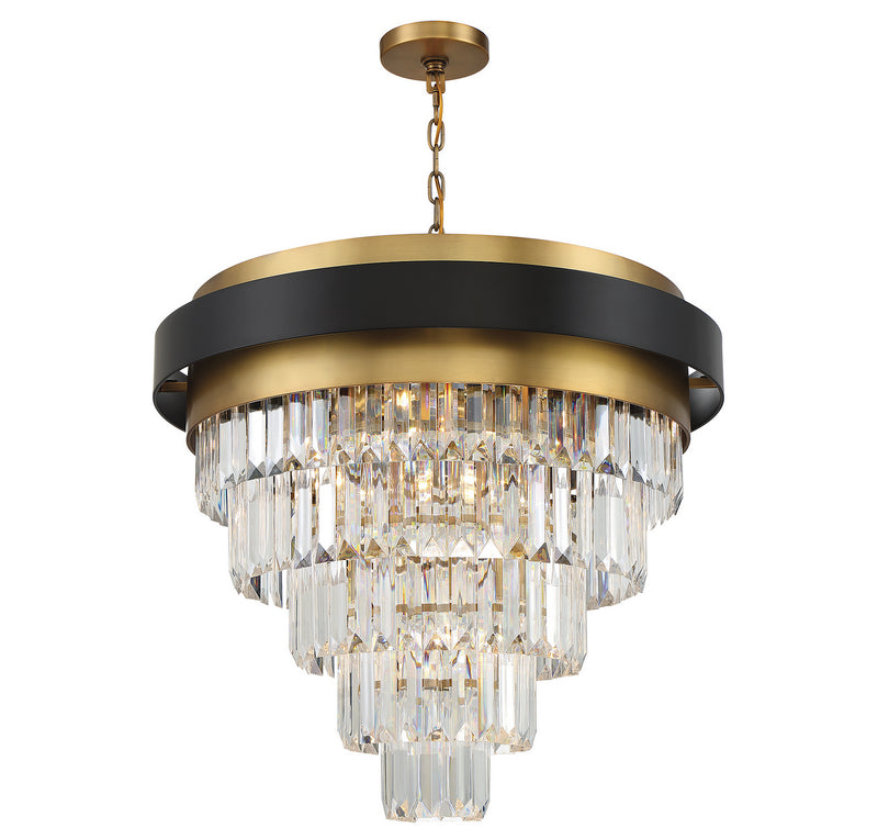 Savoy House 1-1668-9-143 Nine Light Chandelier, Matte Black with Warm Brass