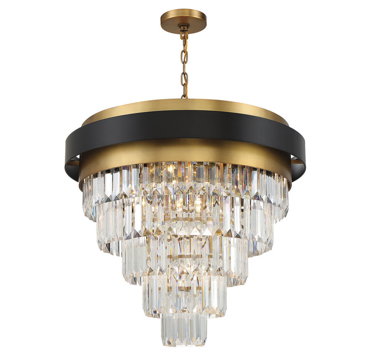 Savoy House 1-1668-9-143 Nine Light Chandelier, Matte Black with Warm Brass