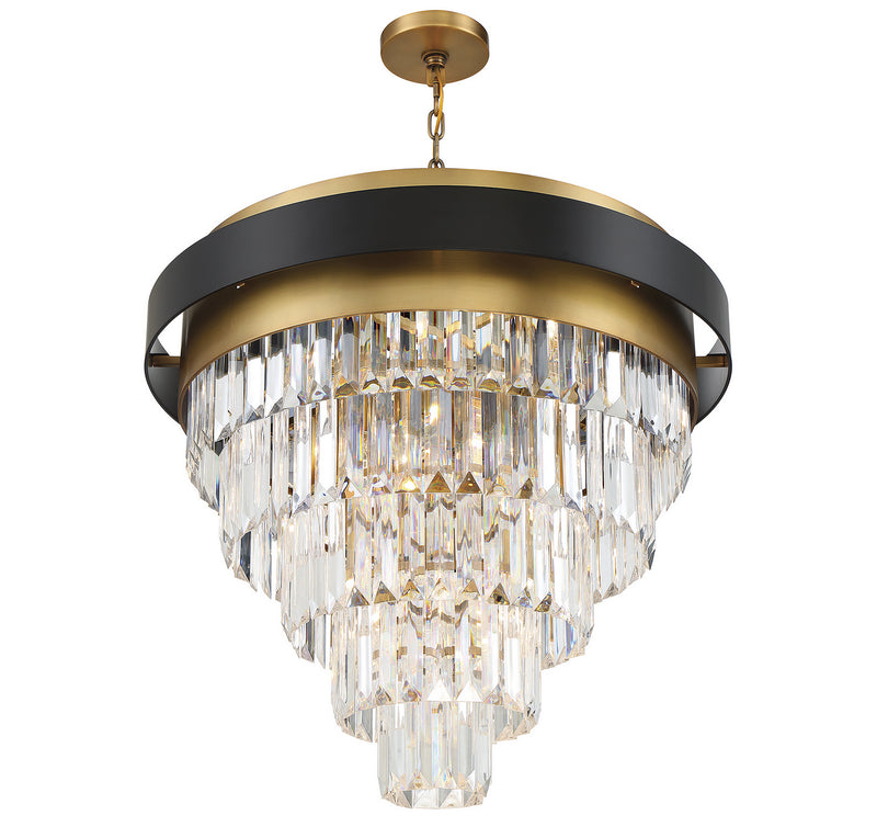 Savoy House 1-1668-9-143 Nine Light Chandelier, Matte Black with Warm Brass