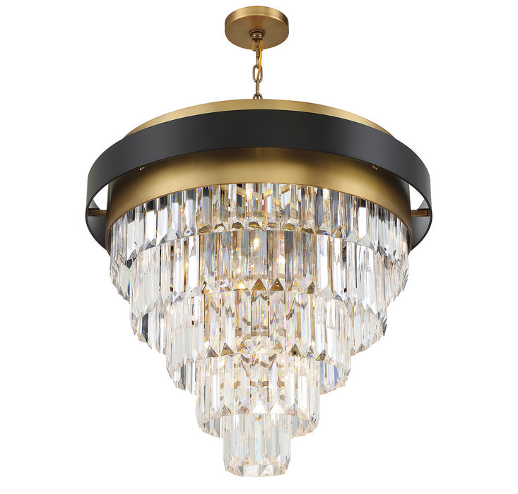 Savoy House 1-1668-9-143 Nine Light Chandelier, Matte Black with Warm Brass