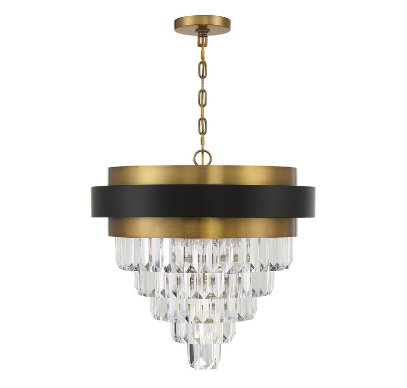 Savoy House 1-1669-4-143 Four Light Chandelier, Matte Black with Warm Brass