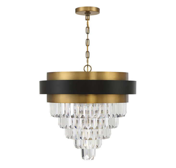 Savoy House 1-1669-4-143 Four Light Chandelier, Matte Black with Warm Brass