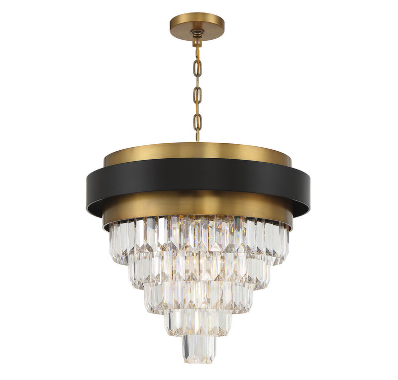 Savoy House 1-1669-4-143 Four Light Chandelier, Matte Black with Warm Brass