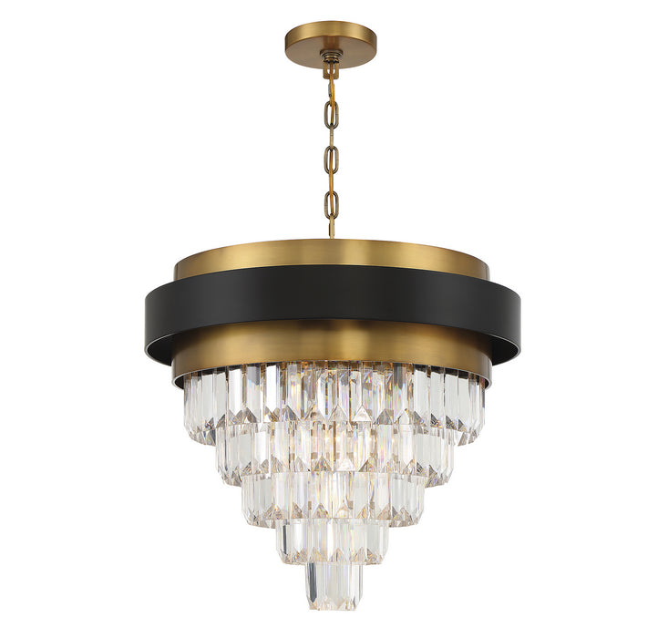 Savoy House 1-1669-4-143 Four Light Chandelier, Matte Black with Warm Brass