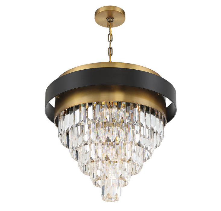 Savoy House 1-1669-4-143 Four Light Chandelier, Matte Black with Warm Brass