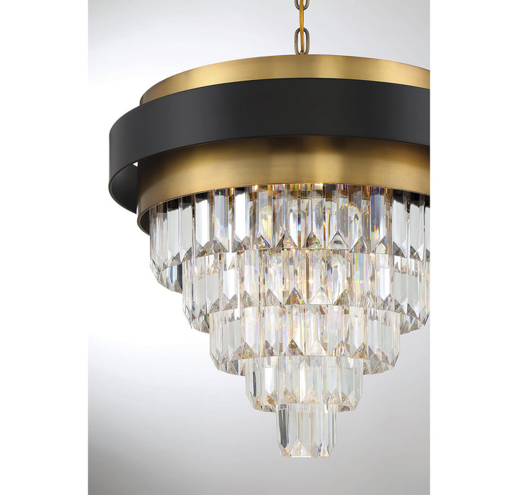 Savoy House 1-1669-4-143 Four Light Chandelier, Matte Black with Warm Brass