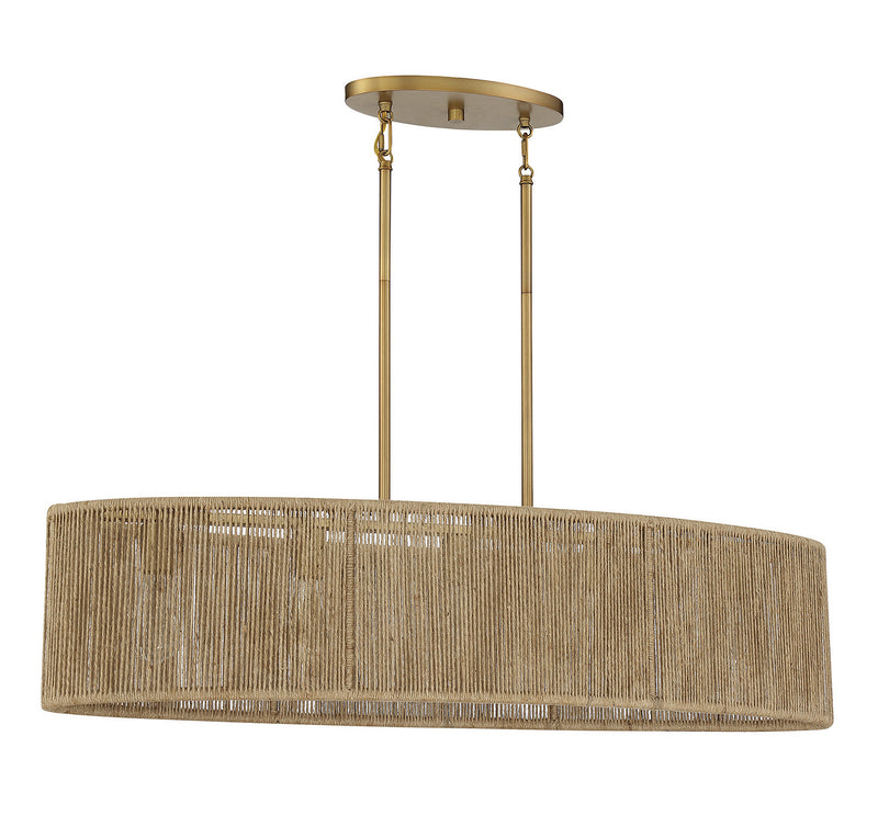 Savoy House 1-1738-5-320 Five Light Chandelier, Warm Brass and Rope
