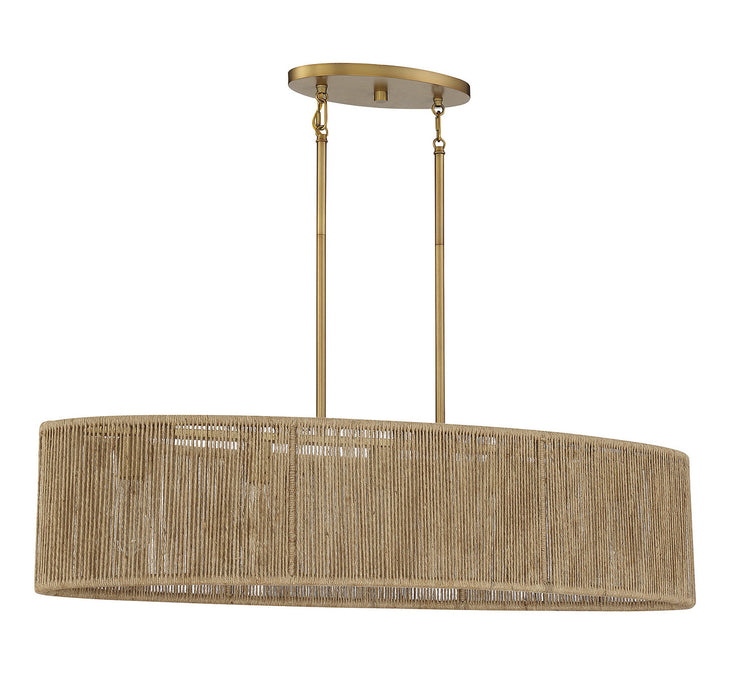 Savoy House 1-1738-5-320 Five Light Chandelier, Warm Brass and Rope